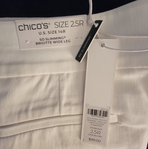 NWT Chico's So Slimming Brigitte Grommet Wide Leg Crop - Size 2.5R - Alabaster - Picture 4 of 5